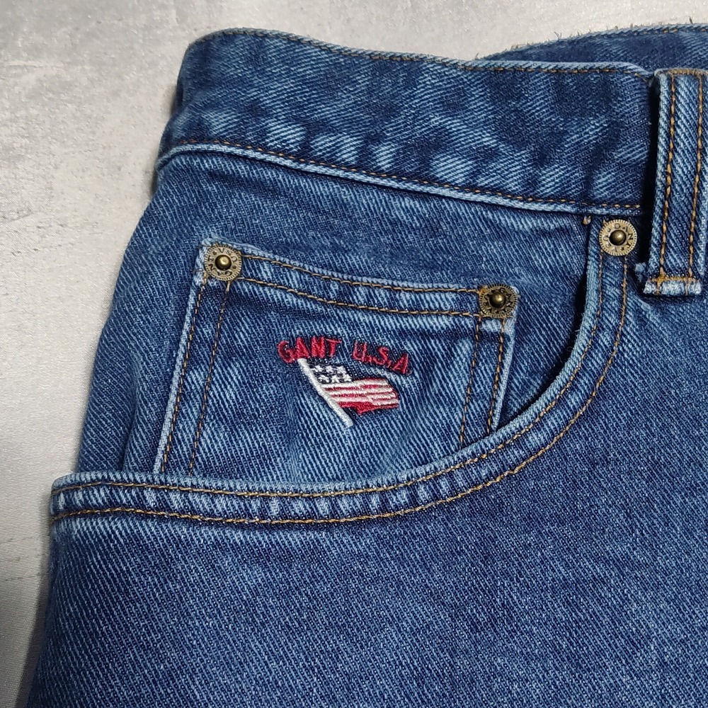 VTG GANT USA Men 38X32 (Actual 37x31)‎ Blue Denim Five Pocket Jeans